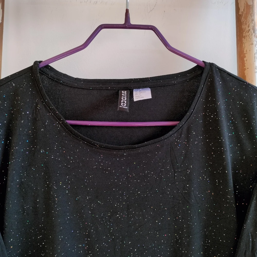 🌹The Quiet Luxury Collection🌹 H&M Black Jersey Sparkle Blouse - Picture 12 of 14